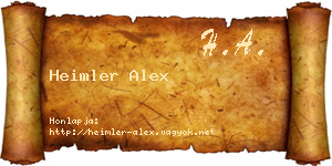 Heimler Alex névjegykártya